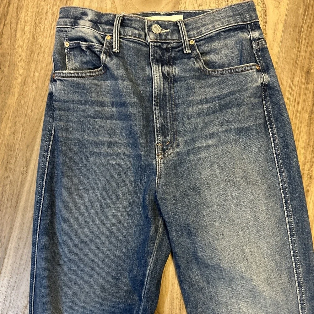 MOTHER High-Rise Flare Jeans in Denim Blue- LONG - Picture 5 of 8